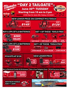 Milwaukee_Tailgate_8x11_Flyer Milwaukee Tailgate Event Sale Tuesday June 30th from 10am - 2pm