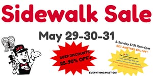 Sidewalk Sale Fri-Sat-Sun